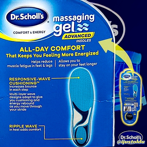 Dr. Scholl's Energizing Comfort Massaging Gel Advanced Insoles | Women Size 6-10 - Picture 6 of 12